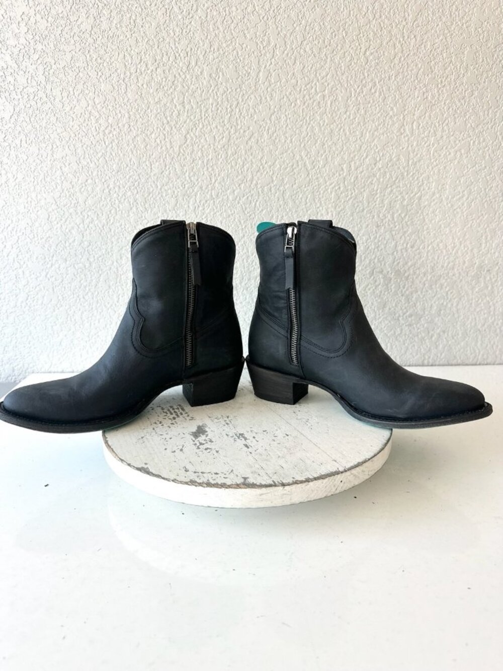 Lane Boots PLAIN JANE Black Cowboy Bootie Western Cowgirl Short Ankle Boots Sz 8 - Picture 8 of 12